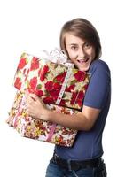 woman holding a gift box photo