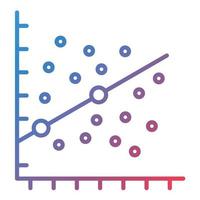 Scatter Plot Line Gradient Icon vector