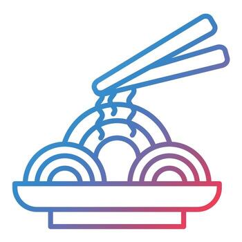 icono de degradado de línea de pad thai vector