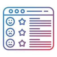 icono de gradiente de línea de calificación de sitio web vector