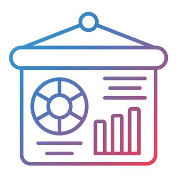 icono de gradiente de línea de presentación de estadísticas vector