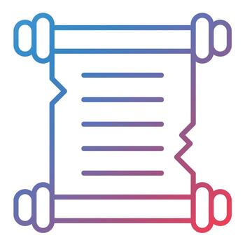 icono de degradado de línea de papel de desplazamiento vector