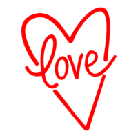 Hand drawn love lettering with heart shape on Transparent Background png