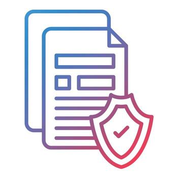 icono de gradiente de línea de documento seguro vector