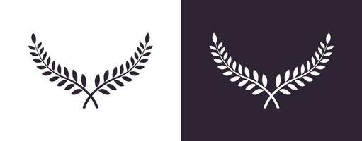 Laurel Wreath Leaf Feather Victory Celebration Symbol Isolated Vector Icon Illustration