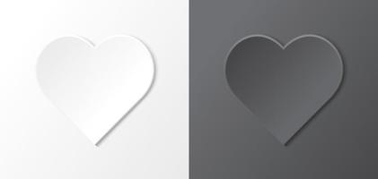 Paper Style White Black Heart Set Valentine Wedding Vector Illustration