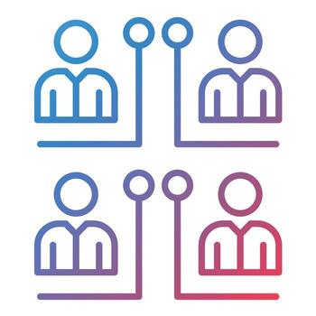 icono de gradiente de línea de red de equipo vector