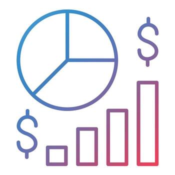 Pie Chart Line Gradient Icon vector