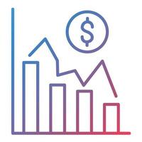 Decline Graph Line Gradient Icon vector