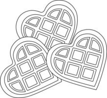 simple vector illustration of three Belgian waffle, delicious dessert, food illustration, doodle style and sketch