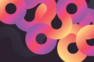 Abstract liquid purple and orange holographic gradient background of curved lines and circles vector