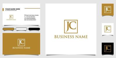 Letters jc square shape monogram with business card design vector