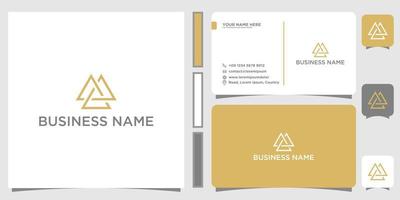 abstract logo with gold color design template and business card vector