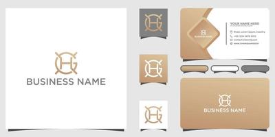 Initial hg or gh logo design vector template with business card design