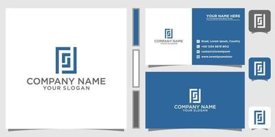 Initial sl square monogram logo design with business card identity vector