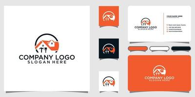 Home repair logo modern design and business card template Premium Vector