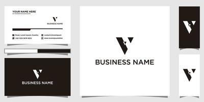 letter V VV minimalist art monogram arrow shape logo with business card template vector