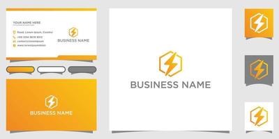 Vector modern creative and clean business card template, flat design with storm symbol logo,