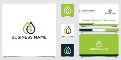 Letter G water drop logo icon design template elements with business card design template vector