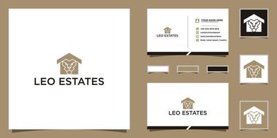 lion logo template template and business card vector