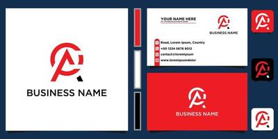 logo ap, pa, p inside a rounded with business card tamplate vector