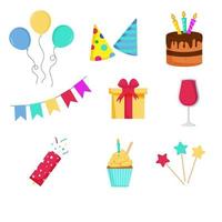 Birthday greetings elements. Festive party objects vector