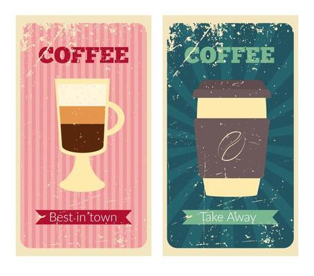 Vintage poster with coffee. Flat illustration. Social media stories template