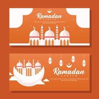 ilustración de banner horizontal de ramadán en diseño plano vector