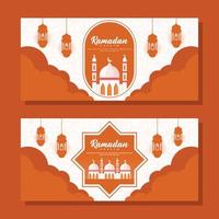 ilustración de banner horizontal de ramadán en diseño plano vector