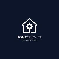 Home service logo template design gear and house combination vector