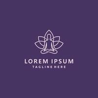 Line Art Yoga Meditation Lotus Flower Logo Design Inspiration vector