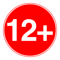 Age Rating sign over 12 on Transparent Background png