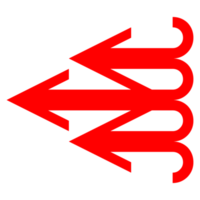 Three Head Directional Arrow on Transparent Background png