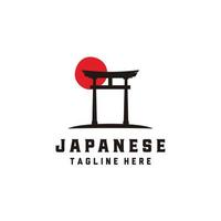 Japanese torii gate icon vector logo design