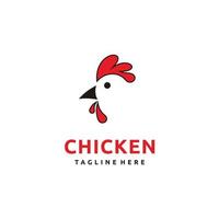 plantilla de diseño de logotipo de cabeza de pollo minimalista vector