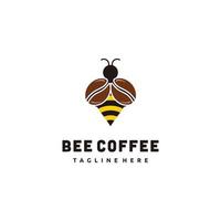 Ilustración de vector de diseño de logotipo de combinación de café y abeja