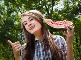 woman and watermelon photo