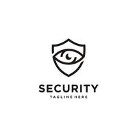 Security Research shield and eye in line art logo, symbol, icon vector