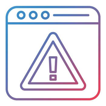 icono de gradiente de línea de alerta del navegador vector