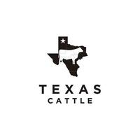 Texas with map and cattle logo design vector