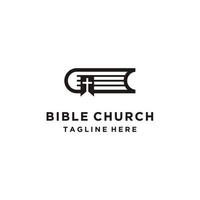 Bible church cross and book logo design icon vector