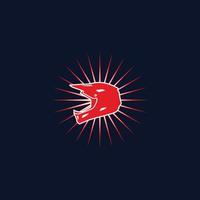 Motocross helmet sunburst logo design icon vector