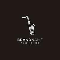 Saxophone Music Line Art Logo Design Icon Template Vector