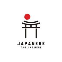 diseño de logotipo de vector de icono lineal de puerta torii japonesa en estilo lineal