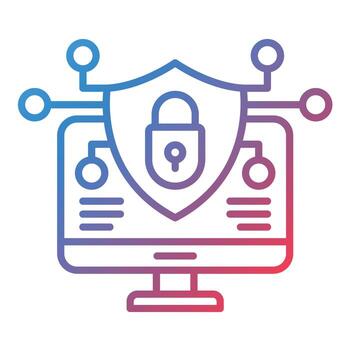 icono de gradiente de línea de seguridad del sitio web vector