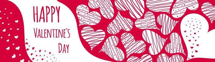 Valentines Day Sale. Banner or poster with many pink hearts. Can be add text. Hand drawn vector illustration, EPS10.