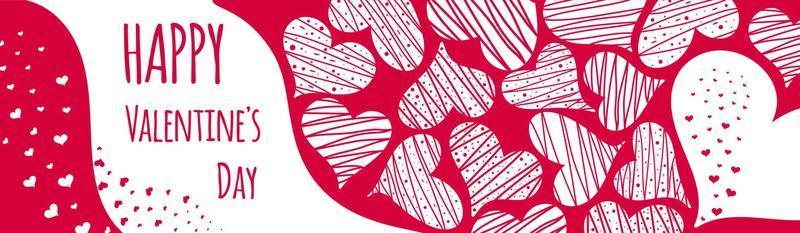 Valentines Day Sale. Banner or poster with many pink hearts. Can be add text. Hand drawn vector illustration, EPS10.