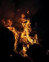 Fire flames on a black background photo