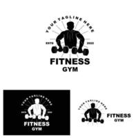 Gym Logo, Fitness Logo Vector, Design Suitable For Fitness, Sports Equipment, Body Health, Body Supplement Product Brands vector