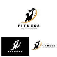 Gym Logo, Fitness Logo Vector, Design Suitable For Fitness, Sports Equipment, Body Health, Body Supplement Product Brands vector